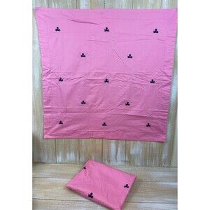 2 Pottery Barn Kids Embroidered Skulls Crossbones Euro Pillow Shams Pink & Navy